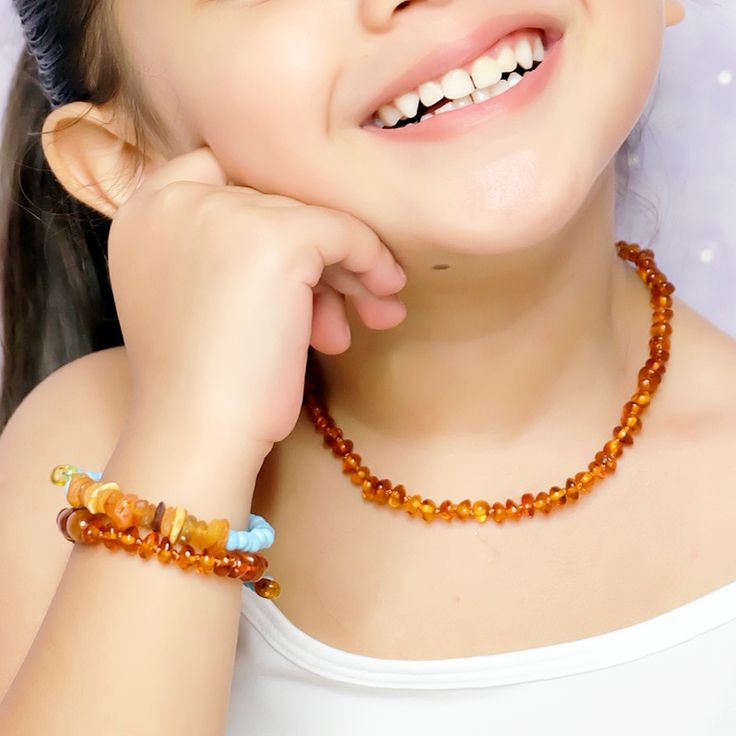 Collar ámbar báltico certificado para niños y niñas 36 cm