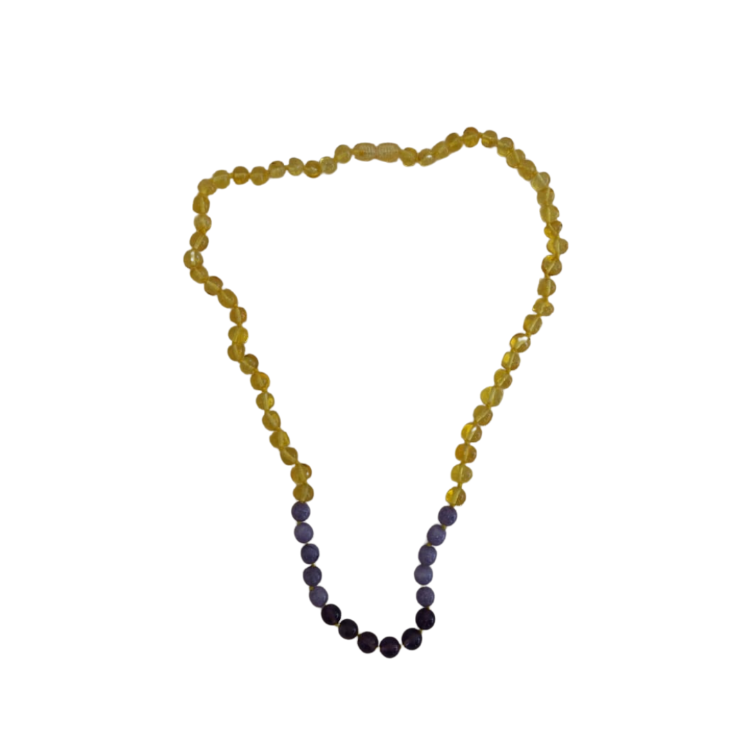 Collar ámbar báltico y amatista- Amor de Mamá