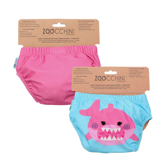 Pack 2 Traje de Baño con Pañal Zoocchini TIBURÓN ROSA (12-24M)