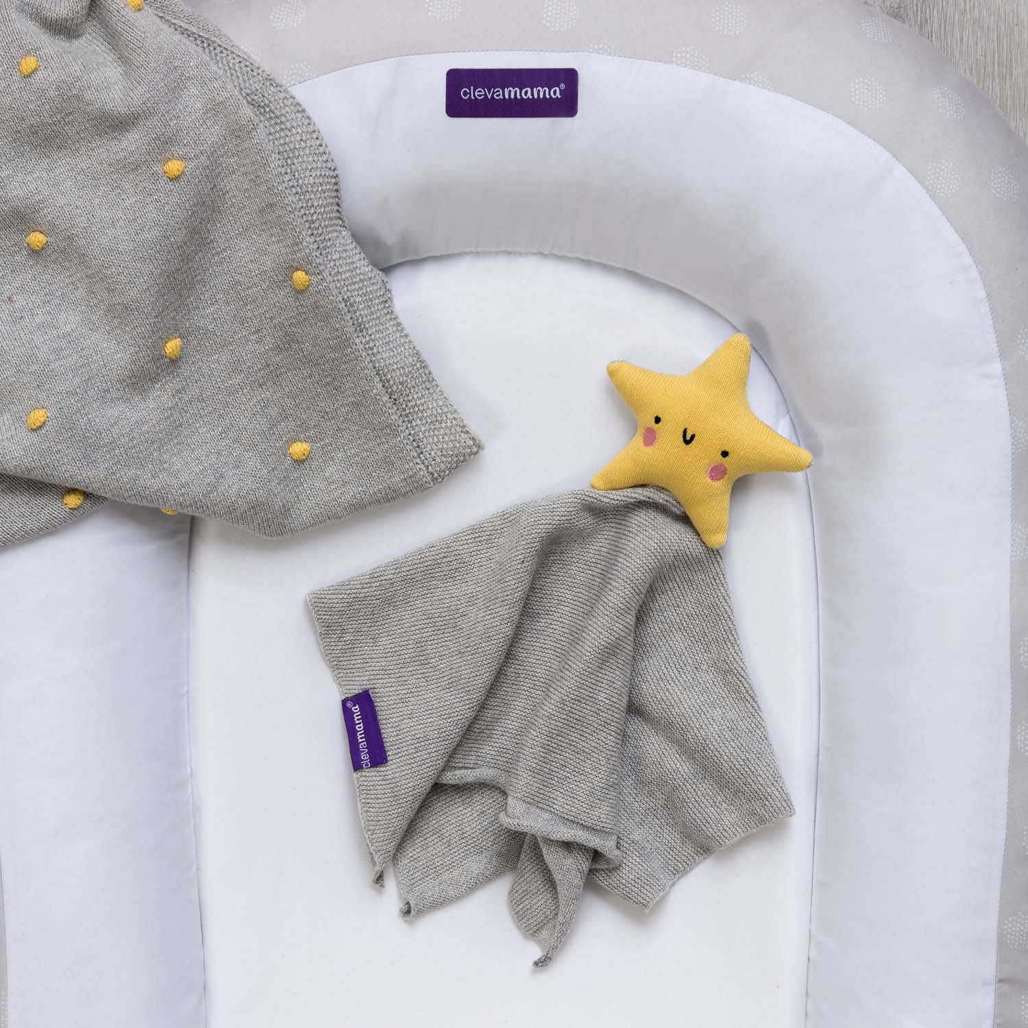 Mantita Algodón Orgánico con Estrella  Clevamama - GRIS