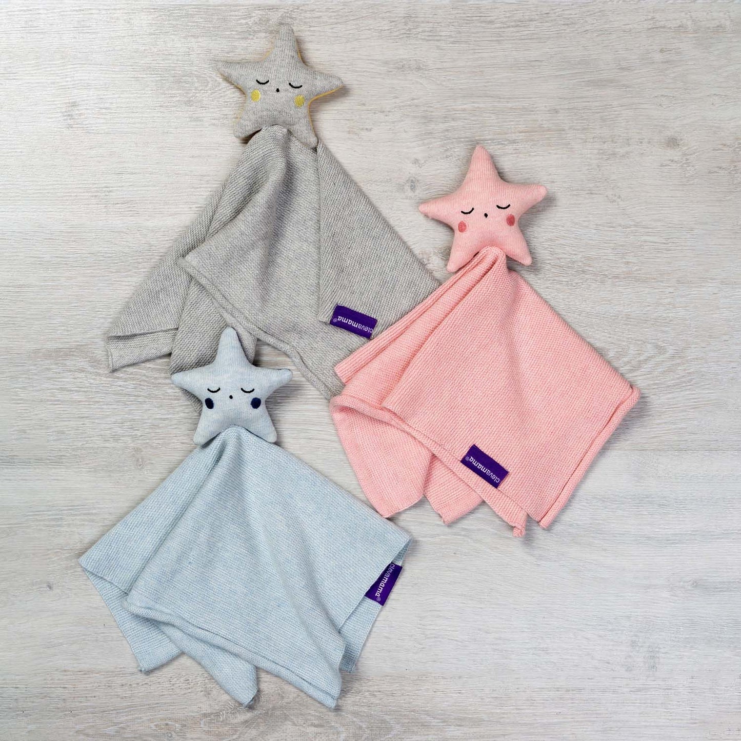 Mantita Algodón Orgánico con Estrella  Clevamama - GRIS