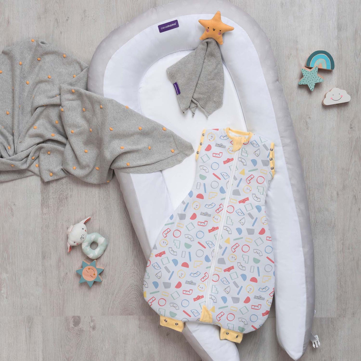 Mantita Algodón Orgánico con Estrella  Clevamama - GRIS