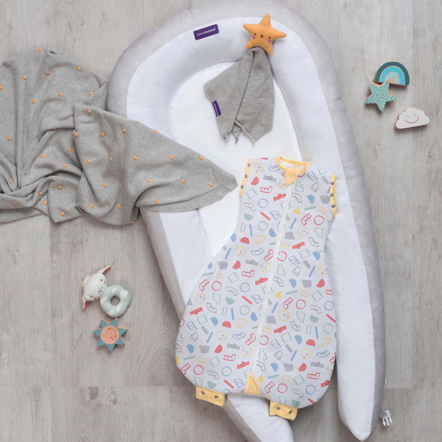 Mantita Algodón Orgánico con Estrella  Clevamama - GRIS